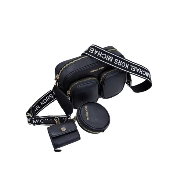 Michael Kors Black Crossbody Bag Gold Adjustable - Picture 1 of 10